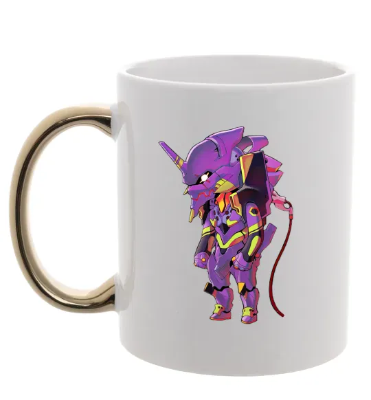 Чашка з кольоровою ручкою Евангеліон робот аніме Золото фото