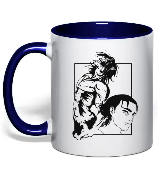 Чашка с цветной ручкой Eren Yaeger Атака титанов Глубокий темно-синий фото