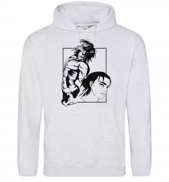 Женская толстовка (худи) Eren Yaeger Атака титанов Серый меланж фото