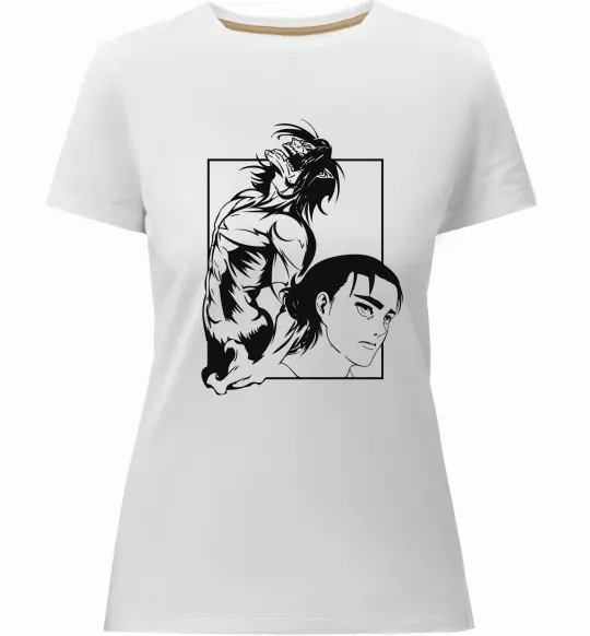 Женская премиум футболка Eren Yaeger Атака титанов Белый фото