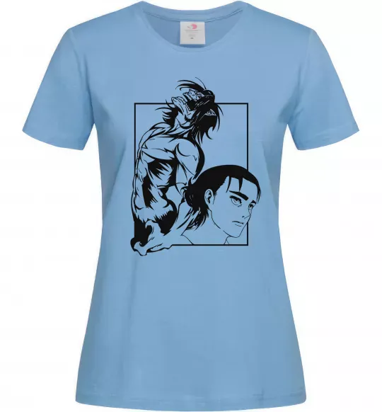 Жіноча футболка Eren Yaeger Атака титанов Блакитний фото