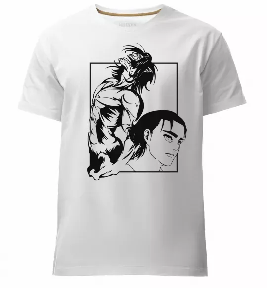 Мужская премиум футболка Eren Yaeger Атака титанов Белый фото