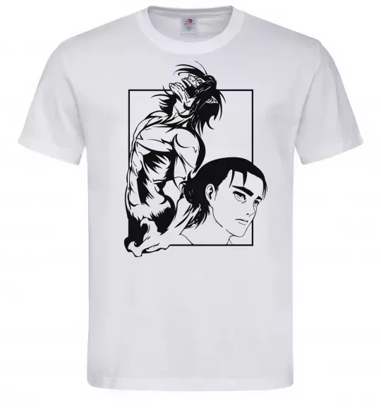 Мужская футболка Eren Yaeger Атака титанов Белый фото