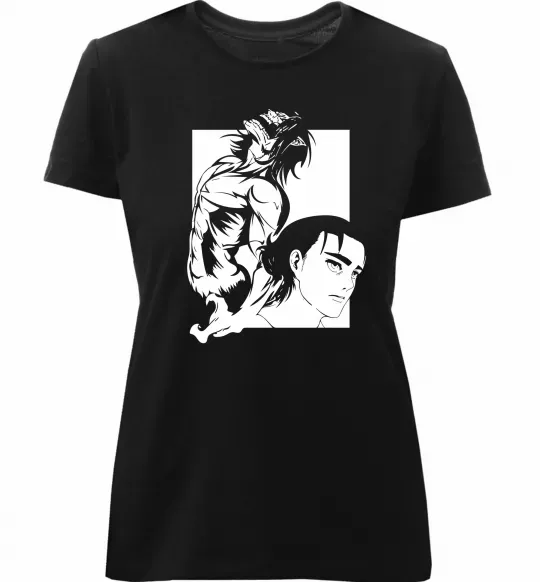 Женская премиум футболка Eren Yaeger Атака титанов Черный фото