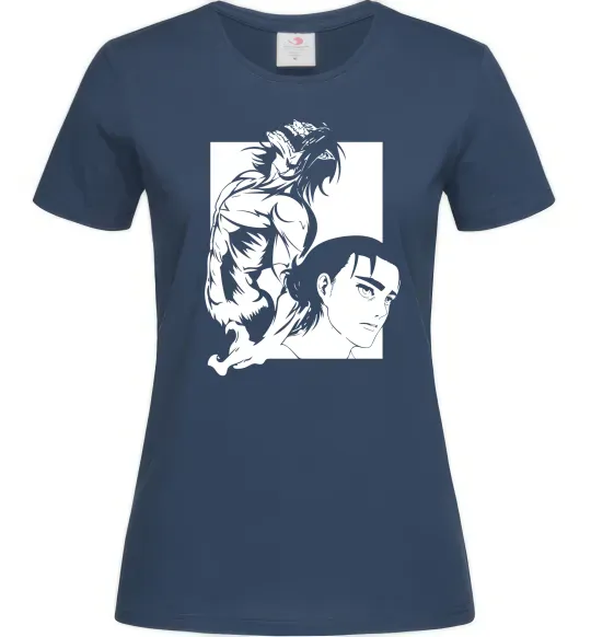 Жіноча футболка Eren Yaeger Атака титанов Темно-синій фото