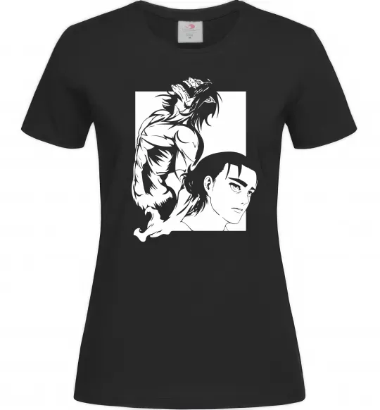 Жіноча футболка Eren Yaeger Атака титанов Чорний фото