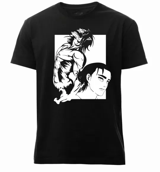 Мужская премиум футболка Eren Yaeger Атака титанов Черный фото