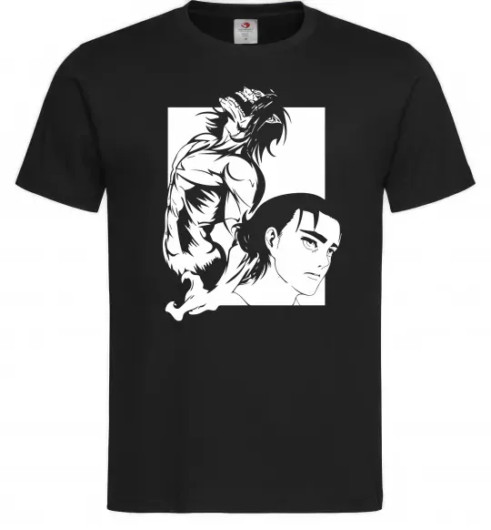 Мужская футболка Eren Yaeger Атака титанов Черный фото