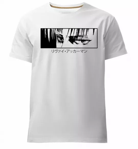 Мужская премиум футболка Levi ackerman (white) Белый фото