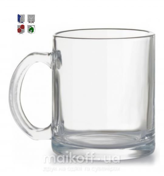 Чашка стеклянная Атака титанов эмблемы Прозрачный фото