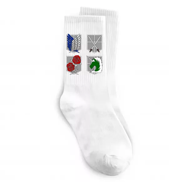 Носки Атака титанів емблеми Белый фото