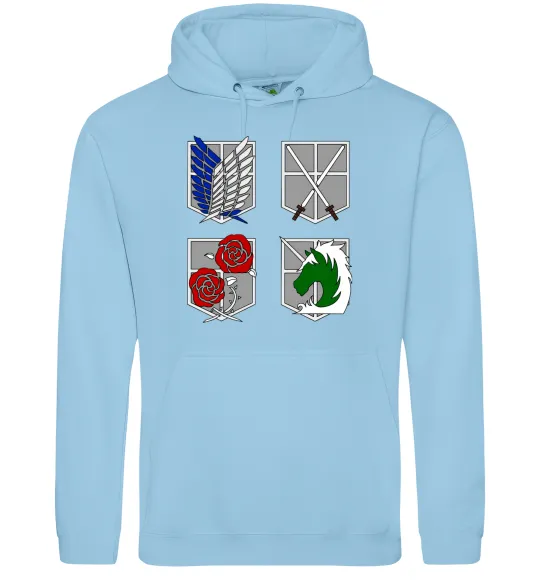 Мужская толстовка (худи) Атака титанів емблеми Голубой фото