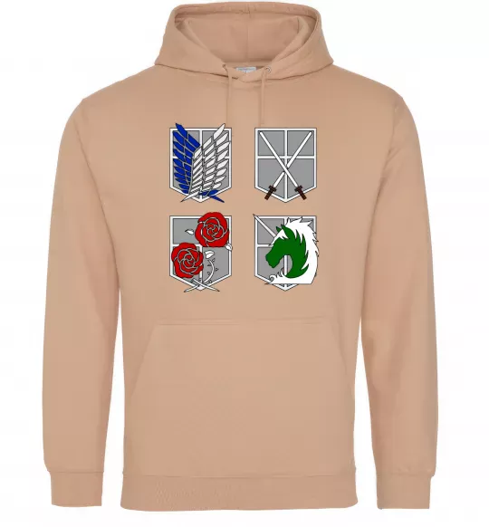 Жіноча толстовка (худі) Атака титанів емблеми Пісочний фото