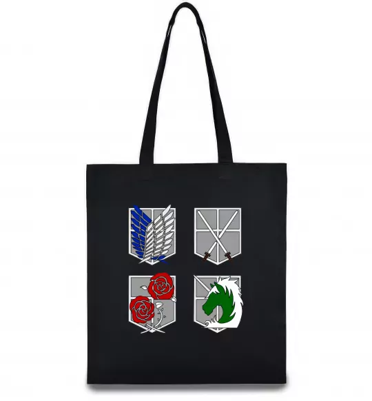 Еко-сумка Атака титанів емблеми Чорний фото