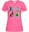 Жіноча футболка Атака титанів емблеми Яскраво-рожевий фото