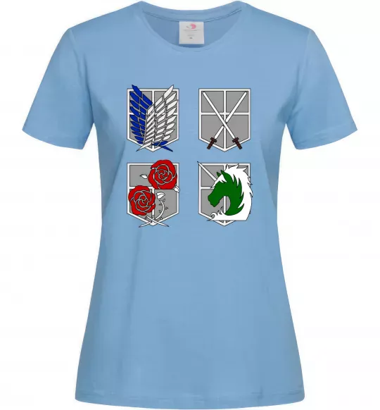 Жіноча футболка Атака титанів емблеми Блакитний фото