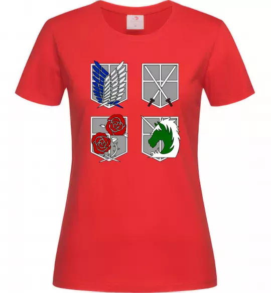 Жіноча футболка Атака титанів емблеми Червоний фото