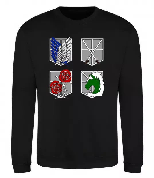 Світшот Атака титанів емблеми Чорний фото