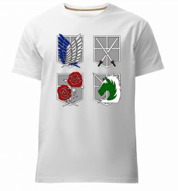 Мужская премиум футболка Атака титанів емблеми