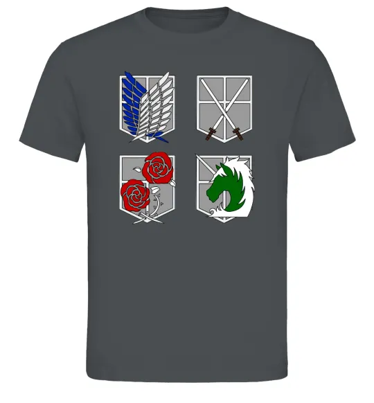 Чоловіча футболка Атака титанів емблеми Графіт фото