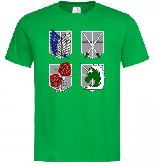 Чоловіча футболка Атака титанів емблеми Зелений фото