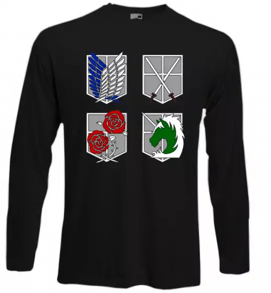 Лонгслив Атака титанів емблеми Черный фото