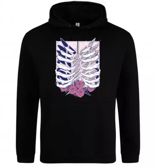 Мужская толстовка (худи) Атака титанів ребра Черный фото