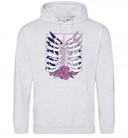 Мужская толстовка (худи) Атака титанів ребра Серый меланж фото