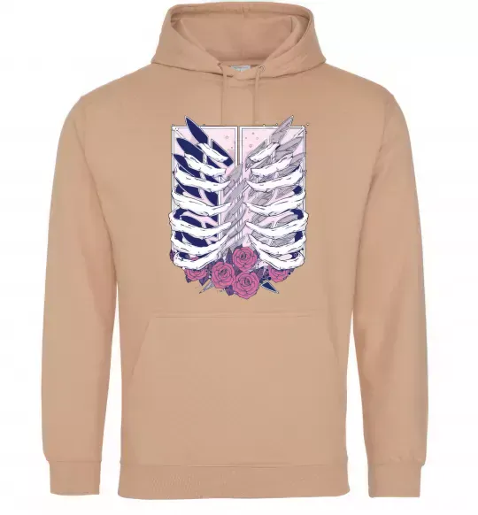 Мужская толстовка (худи) Атака титанів ребра Песочный фото