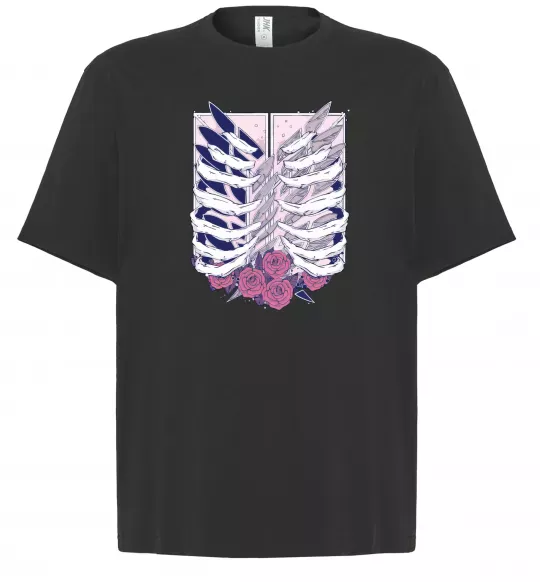 Футболка Оверсайз Атака титанів ребра Черный фото