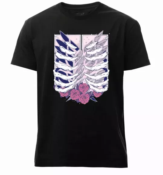 Мужская премиум футболка Атака титанів ребра Черный фото