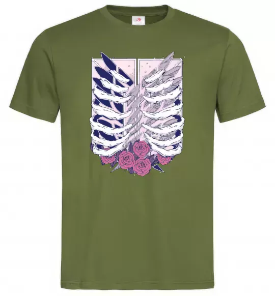 Мужская футболка Атака титанів ребра Оливковый фото