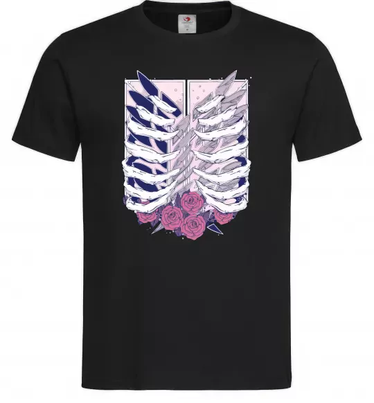 Мужская футболка Атака титанів ребра Черный фото