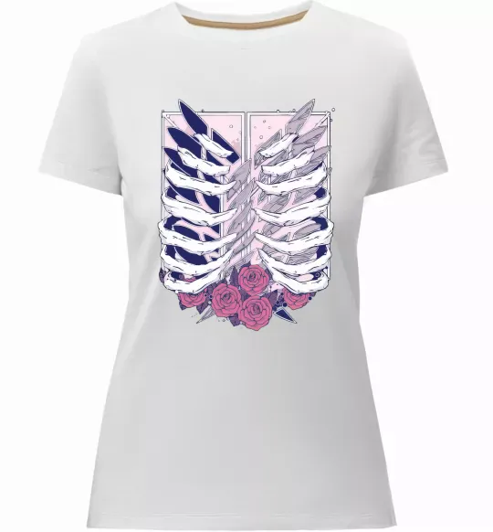 Жіноча преміум футболка Атака титанів ребра Білий фото