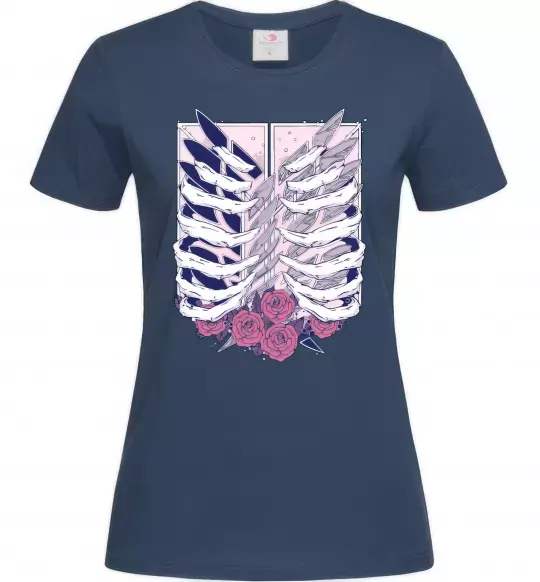 Жіноча футболка Атака титанів ребра Темно-синій фото