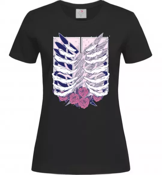 Жіноча футболка Атака титанів ребра Чорний фото