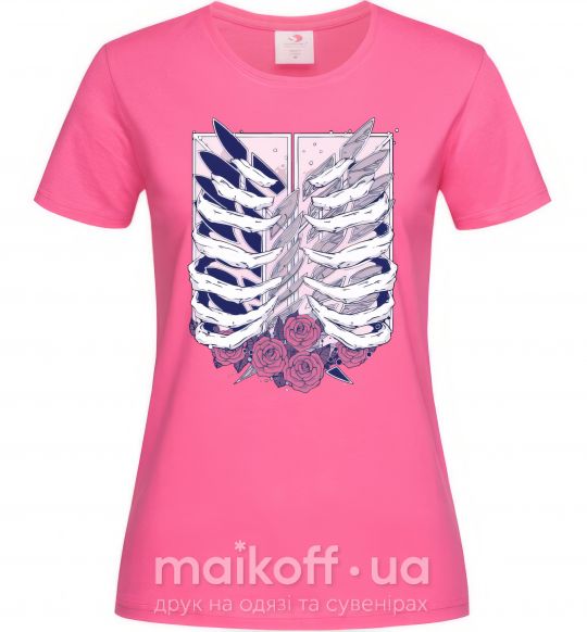 Жіноча футболка Атака титанов ребра Яскраво-рожевий фото