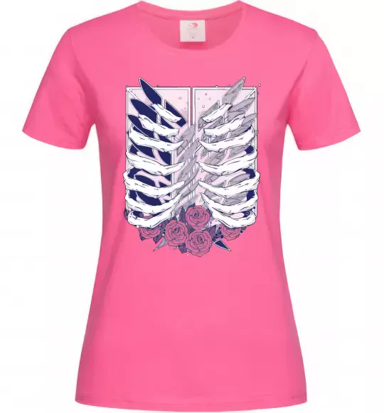 Жіноча футболка Атака титанів ребра Яскраво-рожевий фото