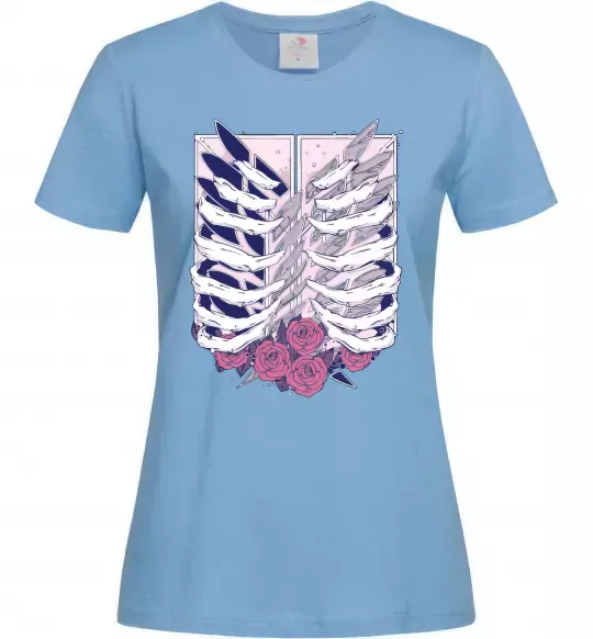 Жіноча футболка Атака титанів ребра Блакитний фото