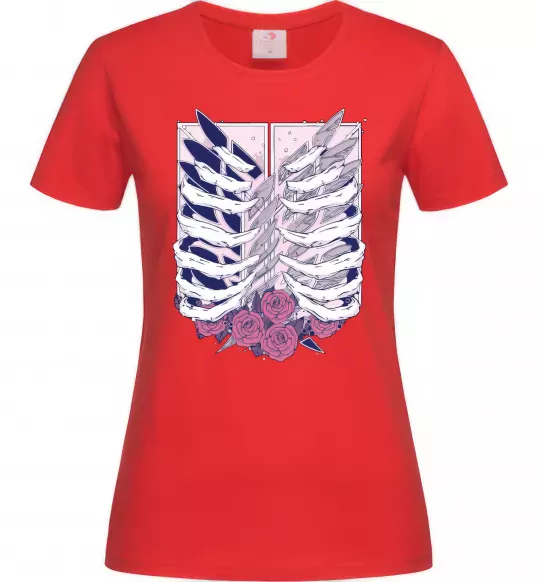Жіноча футболка Атака титанів ребра Червоний фото