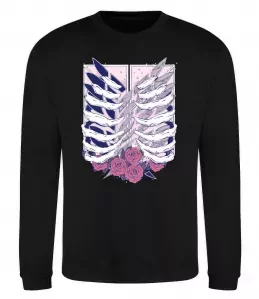 Світшот Атака титанів ребра Чорний фото