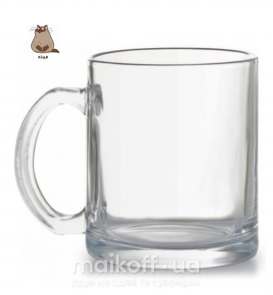 Чашка стеклянная Кіця кошка Прозрачный фото