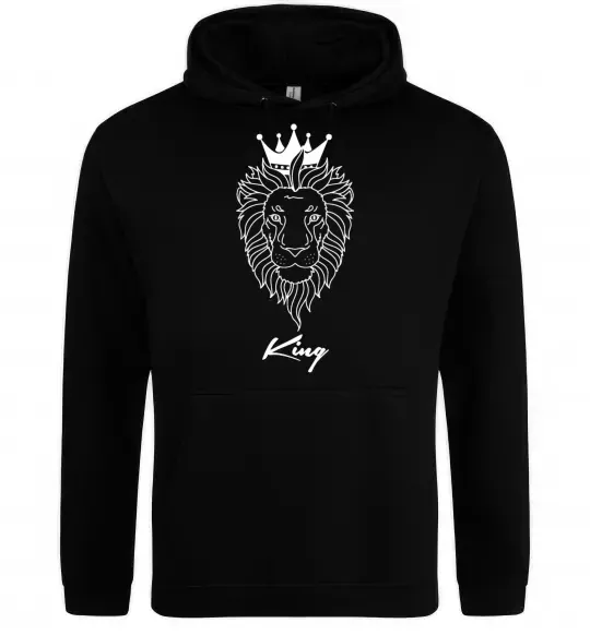 Чоловіча толстовка (худі) Лев король King Чорний фото