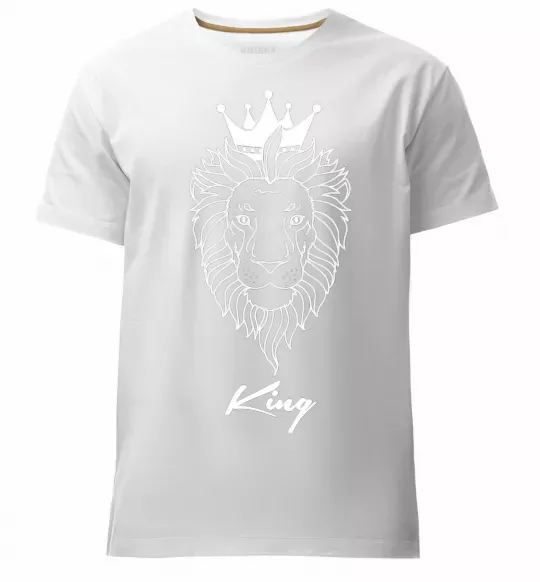 Мужская премиум футболка Лев король King Белый фото