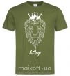 Чоловіча футболка Лев король King Оливковий фото