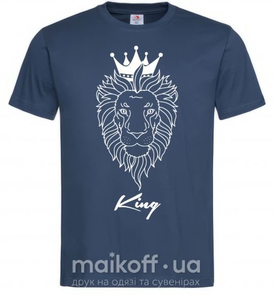 Мужская футболка Лев король King Темно-синий фото
