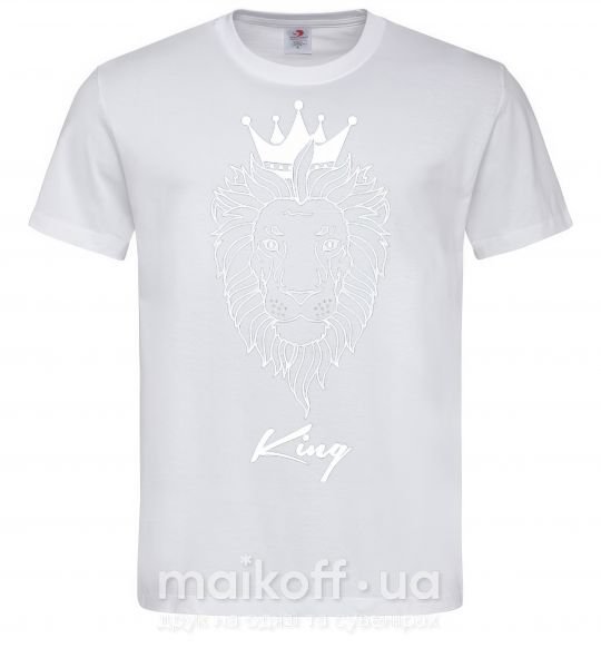 Мужская футболка Лев король King Белый фото
