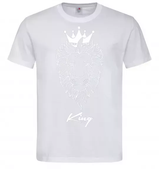 Мужская футболка Лев король King Белый фото