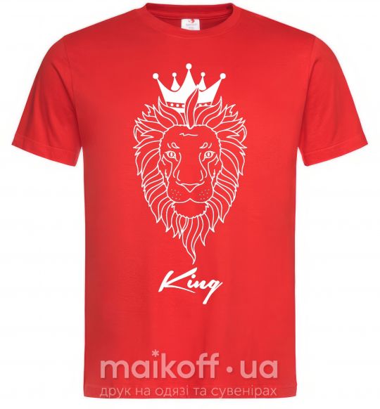 Мужская футболка Лев король King Красный фото
