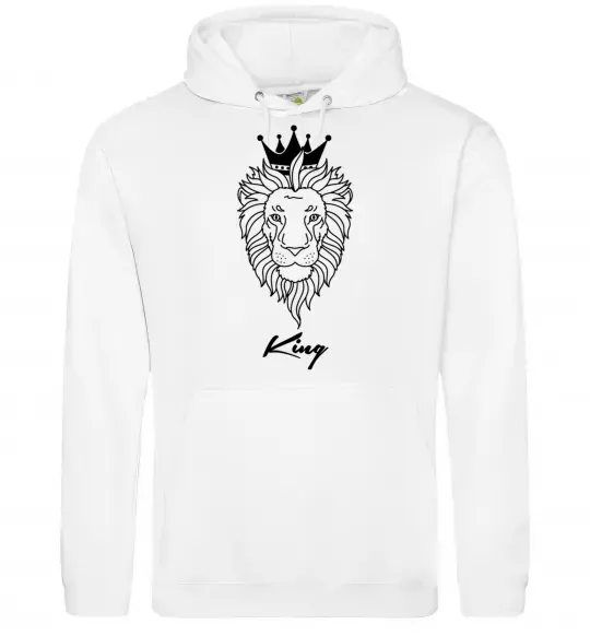 Чоловіча толстовка (худі) Лев король King Білий фото